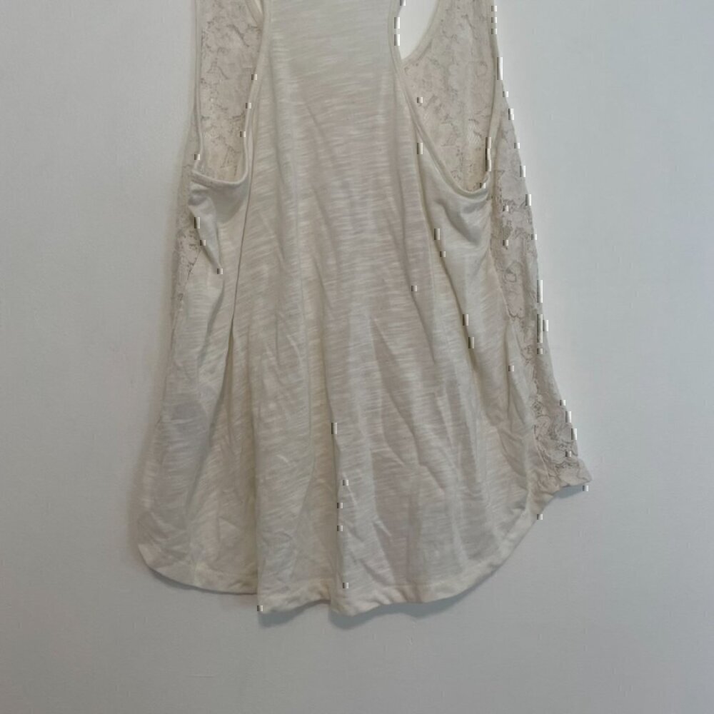 FOREVER 21 White Floral Lace Front / Solid Back Mixed Media Twee Racerback Tank - Picture 4 of 15